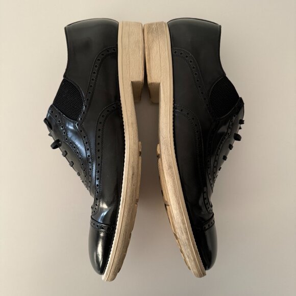 Dolce and Gabbana Black Brogue Leather Milano Oxfords, Size 10 main image 8